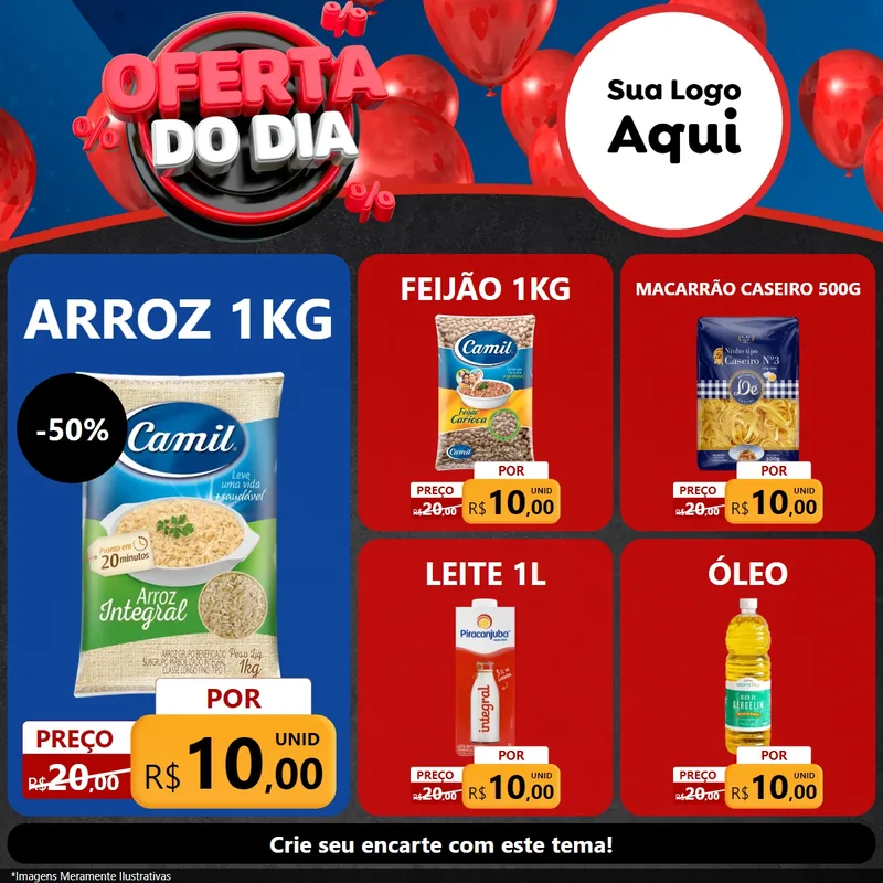 Modelo de Rede Social para Feed Facebook com o tema Oferta do Dia para Supermercado