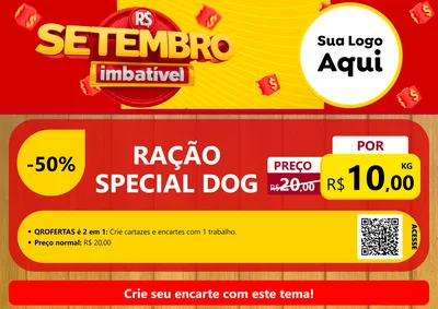 Modelo de Cartaz para Cartaz A4 Horizontal com o tema Setembro Imbatível para Pet Shop
