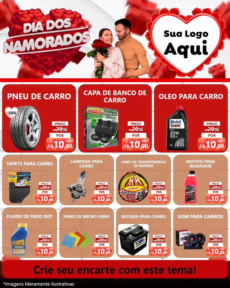 Modelo de Rede Social para Feed Instagram com o tema Dia dos Namorados para Auto peças