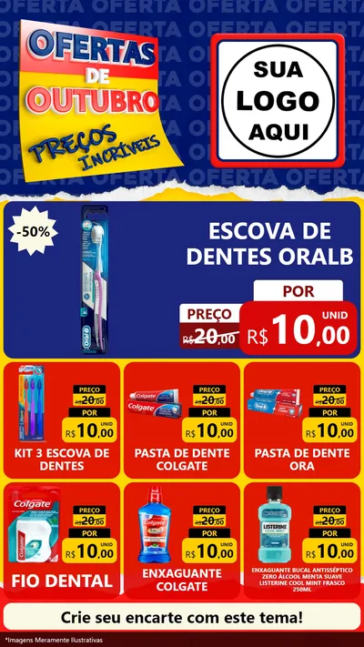 Modelo de Rede Social para Stories com o tema Ofertas de Outubro - Preços Incríveis para Higiene Pessoal