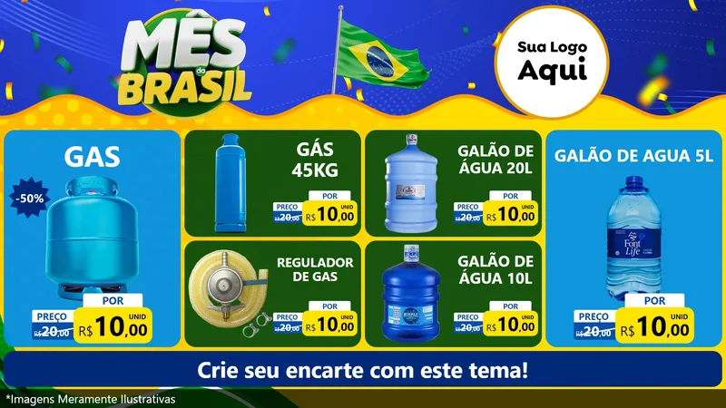 Modelo de TV para TV Horizontal com o tema Mês do Brasil para Água e gás