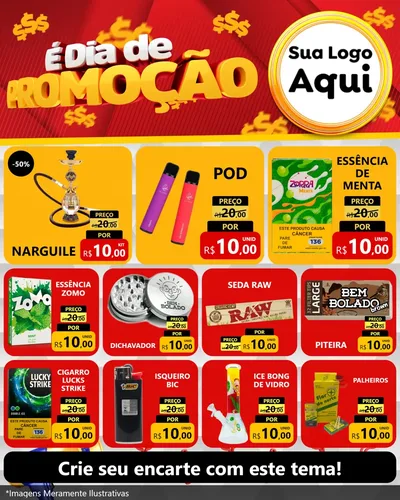Modelo de Rede Social para Feed Instagram com o tema É Dia De Promoção para Tabacaria