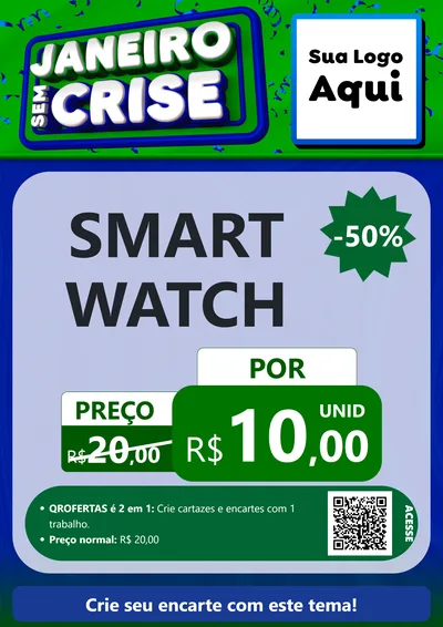 Modelo de Cartaz para Cartaz A4 Vertical com o tema Janeiro Sem Crise para Informática