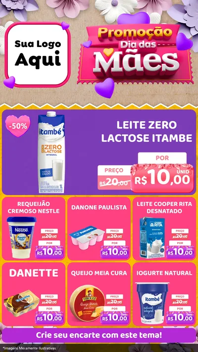 Modelo de Rede Social para Stories com o tema Promoção Dia das Mães para Frios e Laticínios