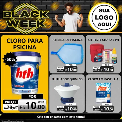 Modelo de Rede Social para Feed Facebook com o tema Black Week para Produtos para Piscina