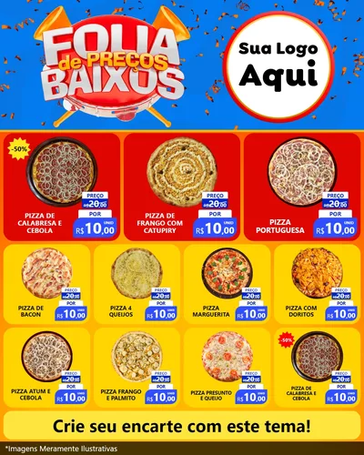 Modelo de Rede Social para Feed Instagram com o tema Folia de Preços Baixos para Pizzaria