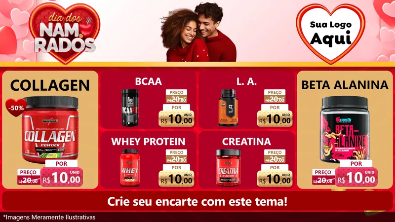 Modelo de TV para TV Horizontal com o tema Dia dos Namorados para Suplementos alimentares