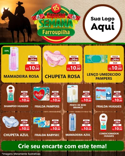 Modelo de Rede Social para Feed Instagram com o tema Especial Semana Farroupilha para Bebês