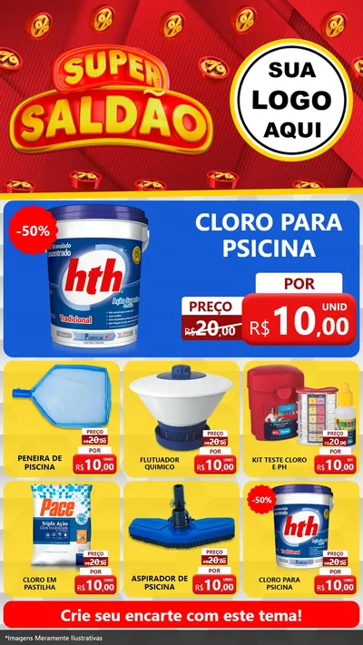 Modelo de Rede Social para Stories com o tema Super Saldão para Produtos para Piscina