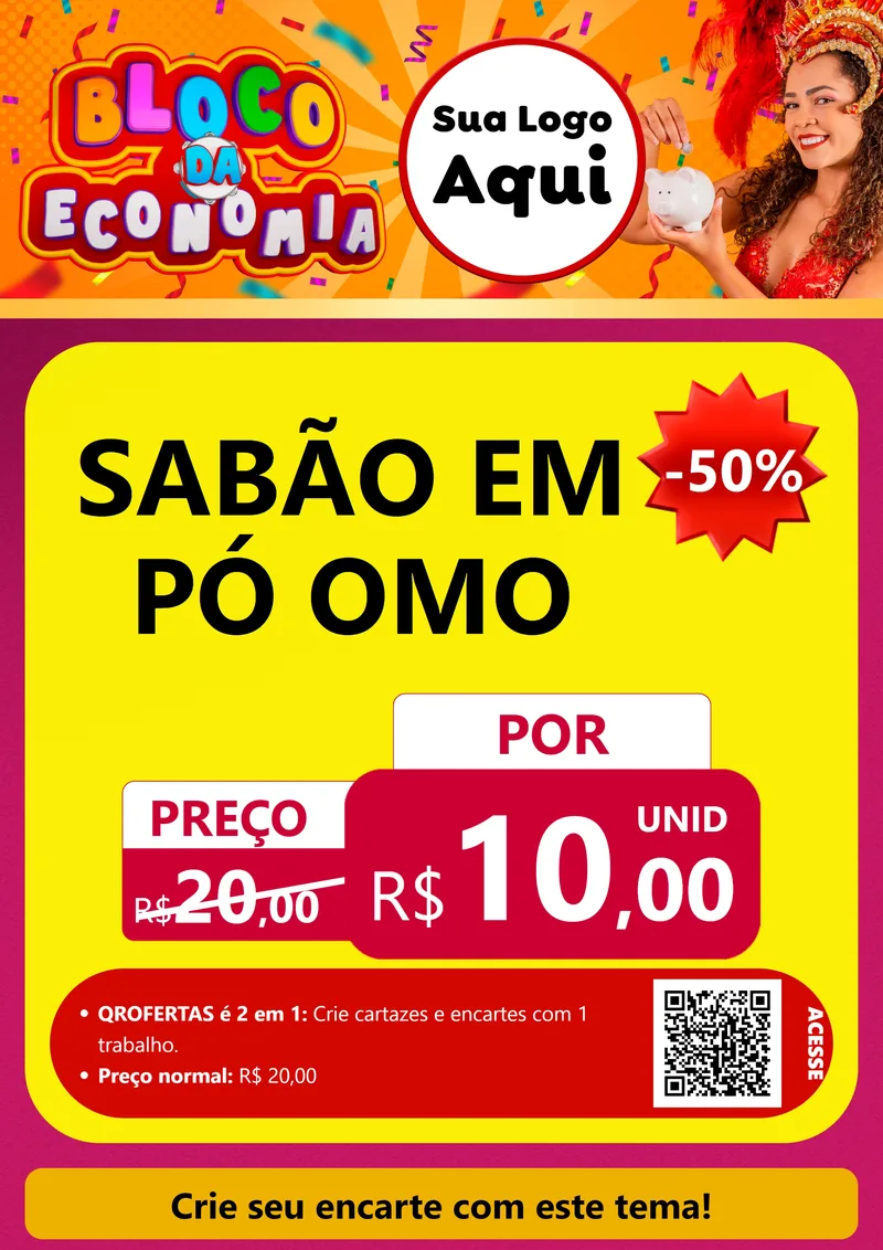 Modelo de Cartaz para Cartaz A4 Vertical com o tema Bloco da Economia para Produtos de Limpeza