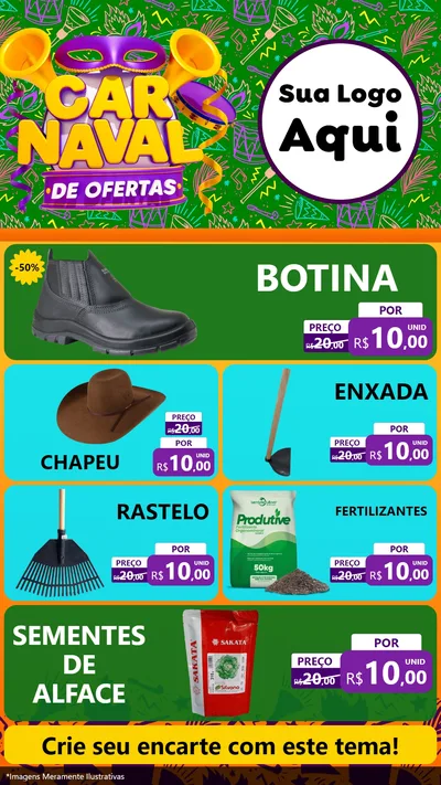 Modelo de TV para TV Vertical com o tema Carnaval de Ofertas para Agropecuária