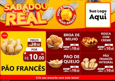 Modelo de Encarte para Encarte A4 Horizontal com o tema Sabadou do Real para Padaria
