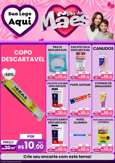 Modelo de Encarte para Encarte A4 Vertical com o tema Dia das Mães para Embalagens