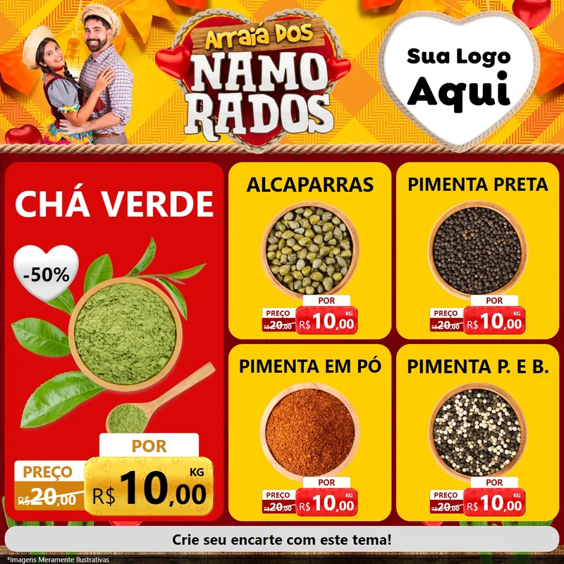 Modelo de Rede Social para Feed Facebook com o tema Arraiá dos Namorados para Produtos Naturais