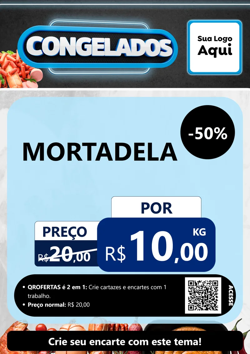 Modelo de Cartaz para Cartaz A4 Vertical com o tema Congelados para Frios e Laticínios