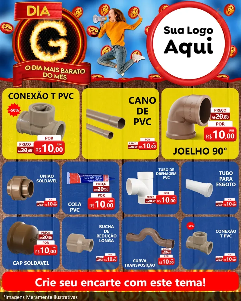 Modelo de Rede Social para Feed Instagram com o tema Dia G - O Dia Mais Barato Do Mês para Tubos e conexões