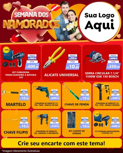 Modelo de Rede Social para Feed Instagram com o tema Semana dos Namorados para Maquinas e Ferramentas