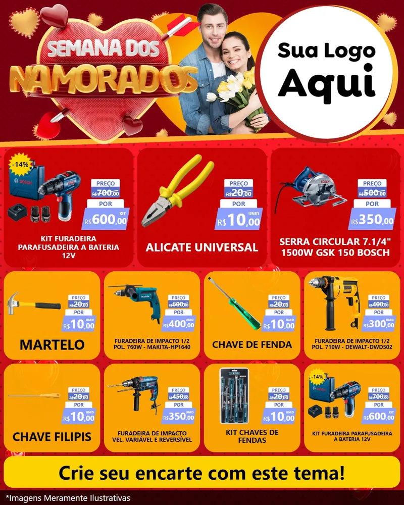 Modelo de Rede Social para Feed Instagram com o tema Semana dos Namorados para Maquinas e Ferramentas