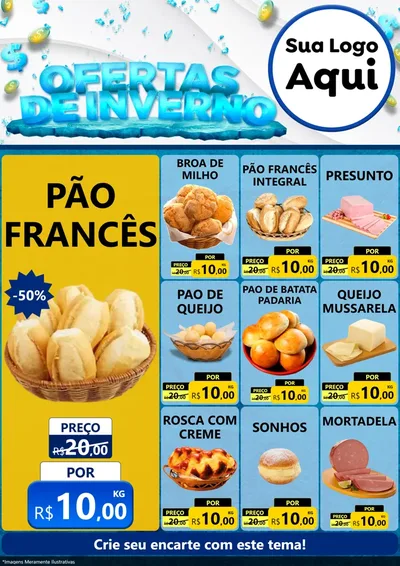 Modelo de Encarte para Encarte A4 Vertical com o tema Ofertas de Inverno para Padaria