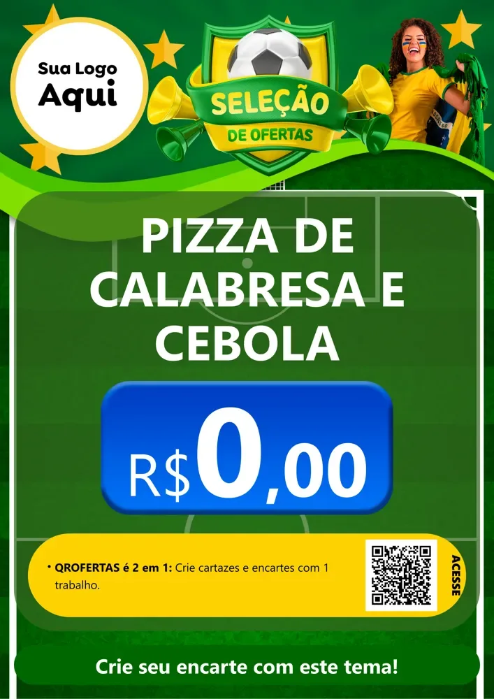 Modelo de Cartaz para Cartaz A4 Vertical com o tema Seleção de Ofertas - Copa para Pizzaria