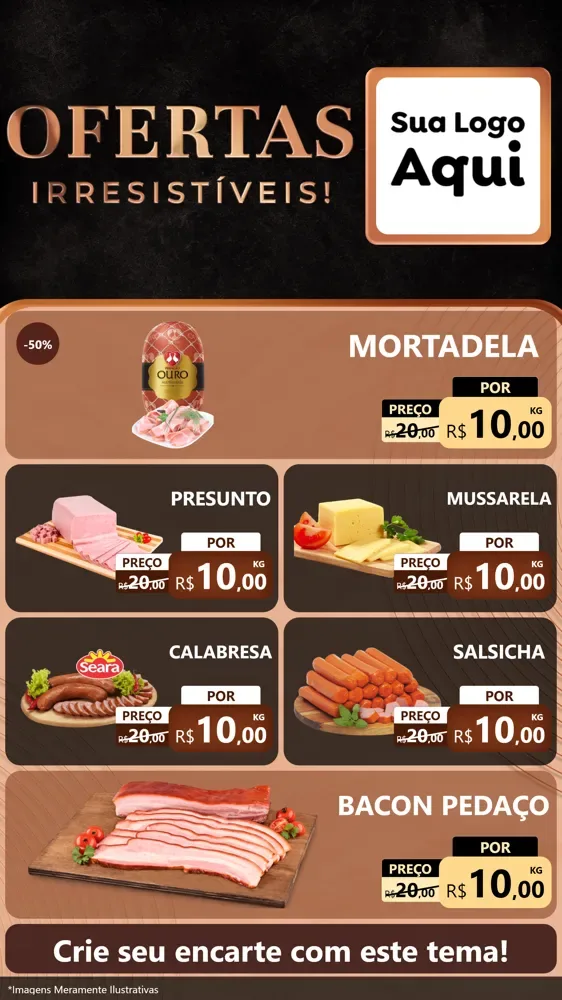 Modelo de TV para TV Vertical com o tema Ofertas Irresistíveis! para Frios e Laticínios
