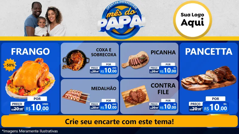 Modelo de TV para TV Horizontal com o tema Ofertas Imperdíveis Mês Do Papai para Assados