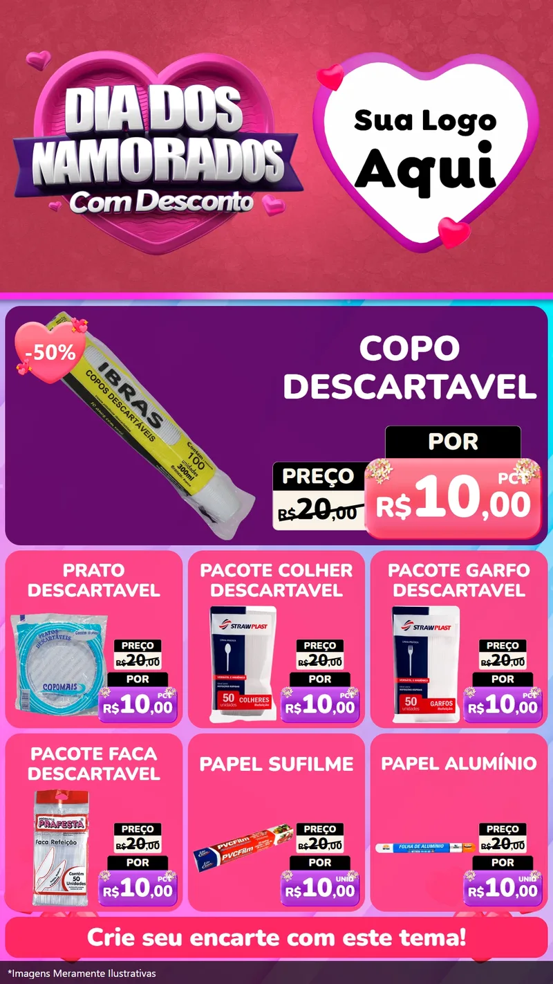 Modelo de Rede Social para Stories com o tema Dia Dos Namorados Com Desconto para Embalagens