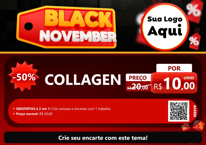 Modelo de Cartaz para Cartaz A4 Horizontal com o tema Black November para Suplementos alimentares