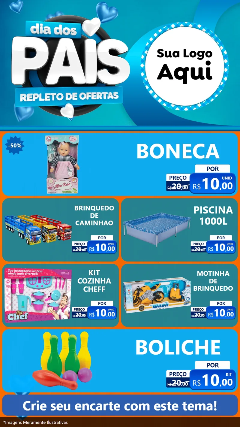 Modelo de TV para TV Vertical com o tema Dia Dos Pais Repleto de Ofertas para Brinquedos