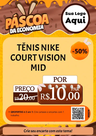 Modelo de Cartaz para Cartaz A4 Vertical com o tema Páscoa da Economia para Calçados