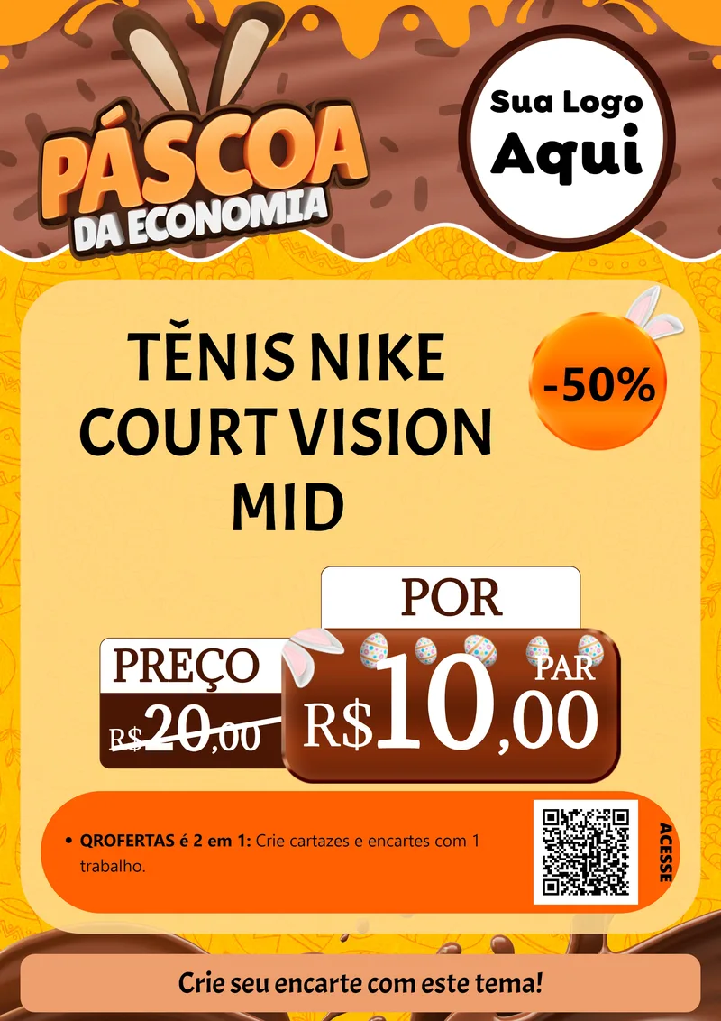 Modelo de Cartaz para Cartaz A4 Vertical com o tema Páscoa da Economia para Calçados