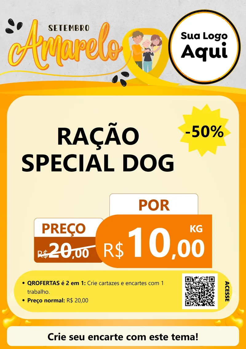 Modelo de Cartaz para Cartaz A4 Vertical com o tema Setembro Amarelo para Pet Shop