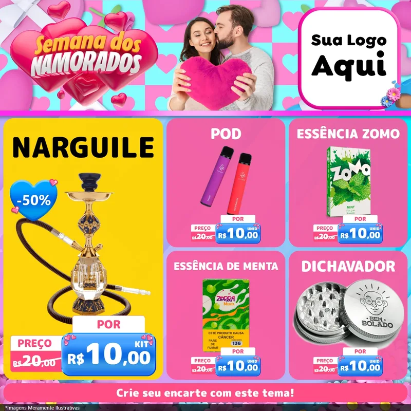 Modelo de Rede Social para Feed Facebook com o tema Semana dos Namorados para Tabacaria