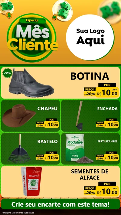 Modelo de TV para TV Vertical com o tema Especial Mês do Cliente para Agropecuária