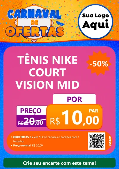 Modelo de Cartaz para Cartaz A4 Vertical com o tema Carnaval de Ofertas para Calçados
