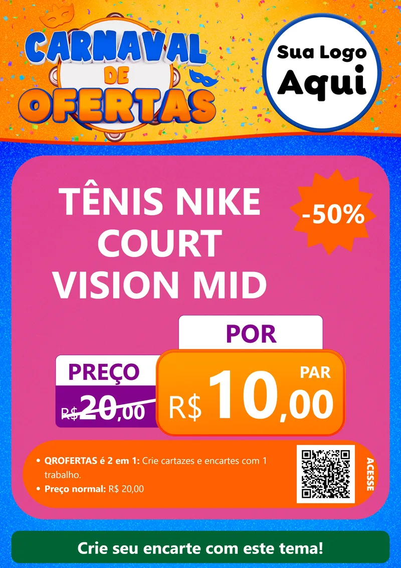 Modelo de Cartaz para Cartaz A4 Vertical com o tema Carnaval de Ofertas para Calçados