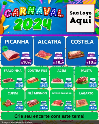 Modelo de Rede Social para Feed Instagram com o tema Carnaval 2027 para Açougue