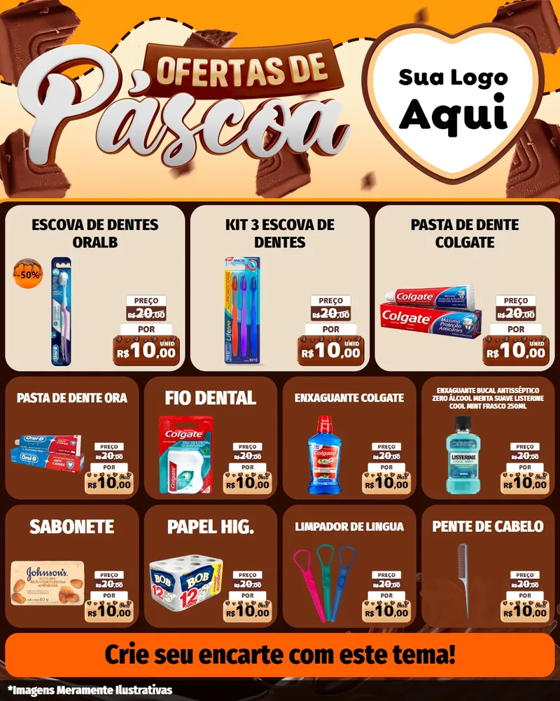 Modelo de Rede Social para Feed Instagram com o tema Ofertas de Páscoa para Higiene Pessoal