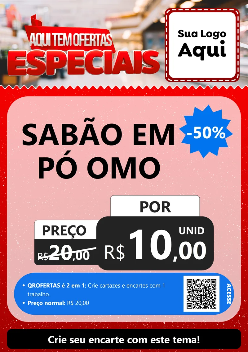 Modelo de Cartaz para Cartaz A4 Vertical com o tema Aqui Tem Ofertas Especiais para Produtos de Limpeza