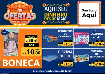 Modelo de Encarte para Encarte A4 Horizontal com o tema Sábado de Ofertas Imperdíveis para Brinquedos