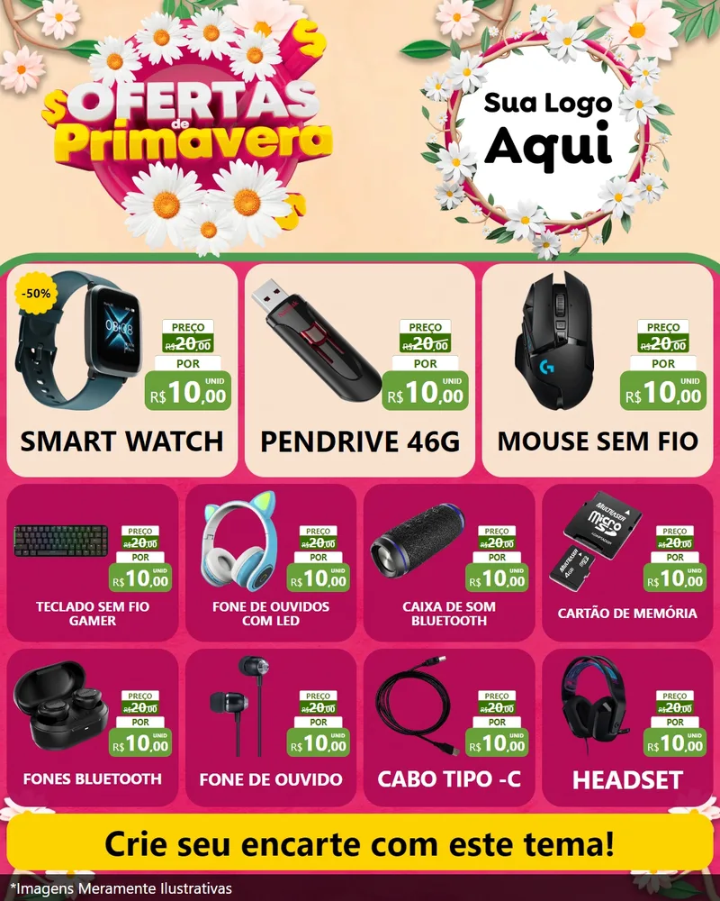 Modelo de Rede Social para Feed Instagram com o tema Ofertas de Primavera para Informática