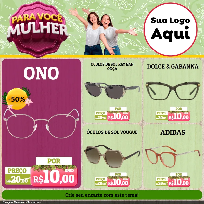 Modelo de Rede Social para Feed Facebook com o tema Para Você Mulher para Óticas