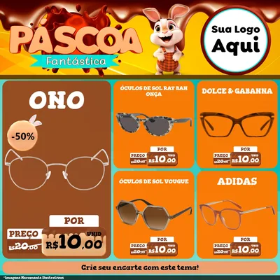 Modelo de Rede Social para Feed Facebook com o tema Páscoa Fantástica para Óticas