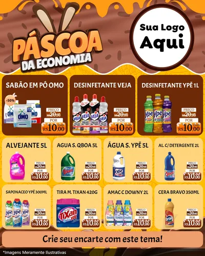 Modelo de Rede Social para Feed Instagram com o tema Páscoa da Economia para Produtos de Limpeza