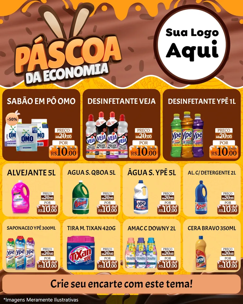 Modelo de Rede Social para Feed Instagram com o tema Páscoa da Economia para Produtos de Limpeza