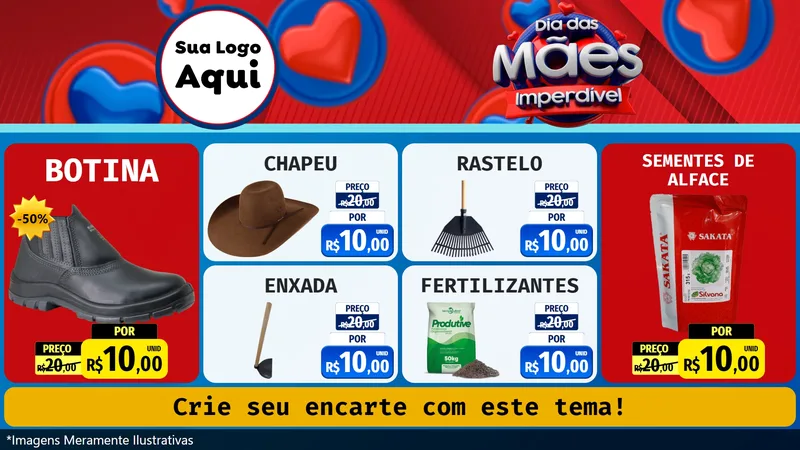 Modelo de TV para TV Horizontal com o tema Dia Das Mães Imperdível para Agropecuária