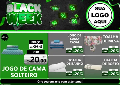 Modelo de Encarte para Encarte A4 Horizontal com o tema Black Week para Cama, Mesa e Banho
