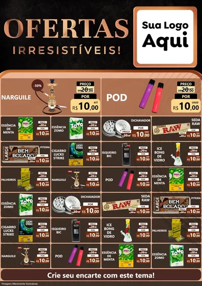 Modelo de Encarte para Encarte A4 Vertical com o tema Ofertas Irresistíveis! para Tabacaria