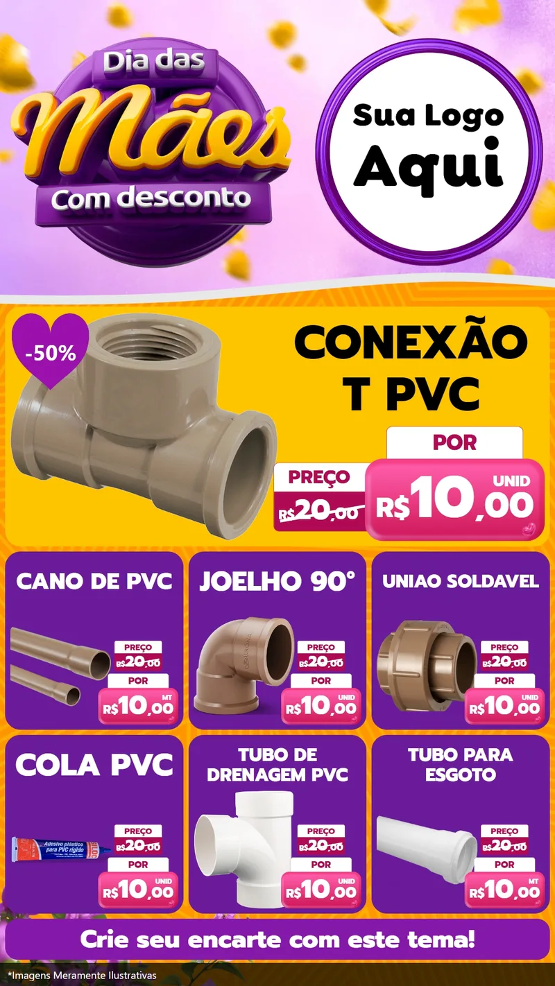 Modelo de Rede Social para Stories com o tema Dia das Mães com Desconto para Tubos e conexões