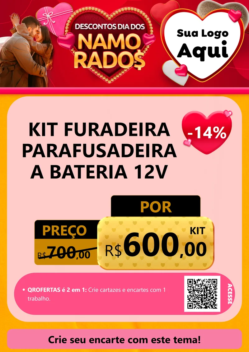 Modelo de Cartaz para Cartaz A4 Vertical com o tema Descontos Dia dos Namorados para Maquinas e Ferramentas